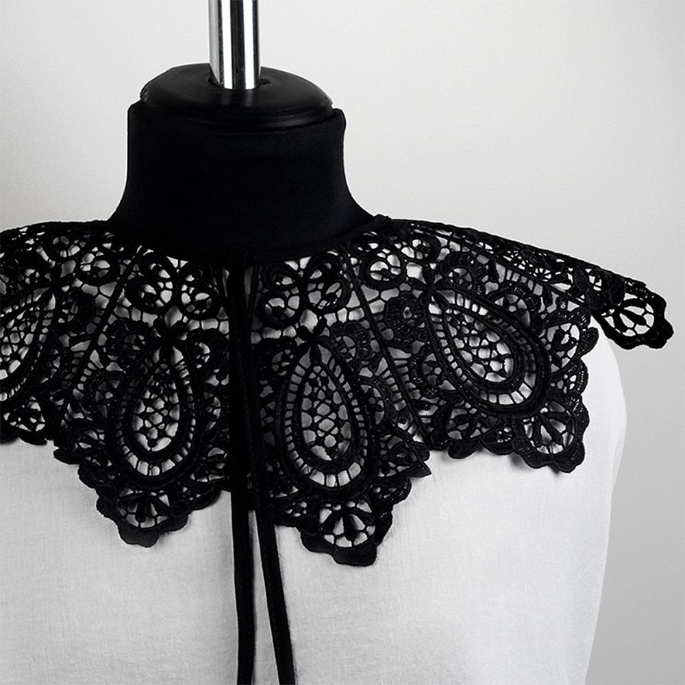 Пришивной кружевной воротник TBY.13/185 цв.черный уп.1шт, Kruzhevo