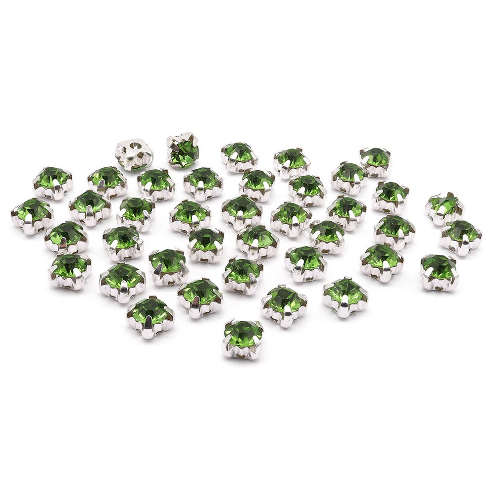 Хрустальные стразы в цапах/серебро, 6мм, 40 шт/упак, Astra&Craft (39 св.зеленый), 4AR169/176