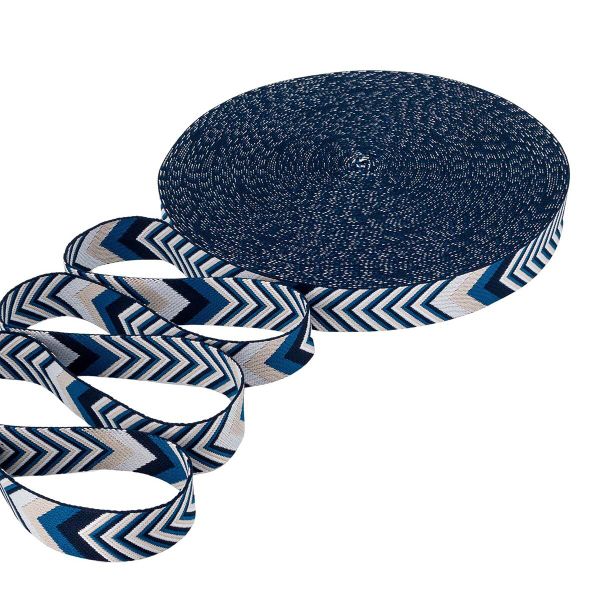 Стропа (ременная лента) 38 мм / 45.72 метра, [38.82 г/пог.м], с принтом 2-сторонняя, D149 черный/синий, 3Al354