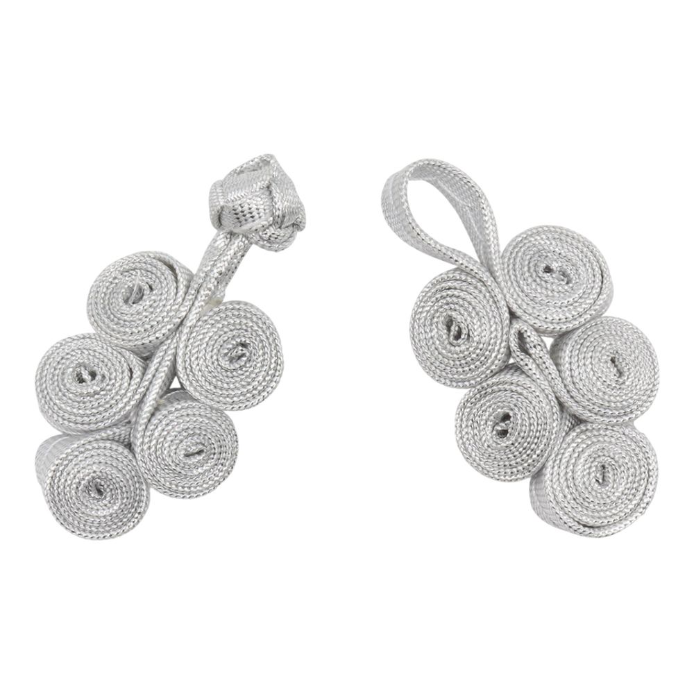 Сутажная застежка, 8 см (серебро), NO.2, 5 шт