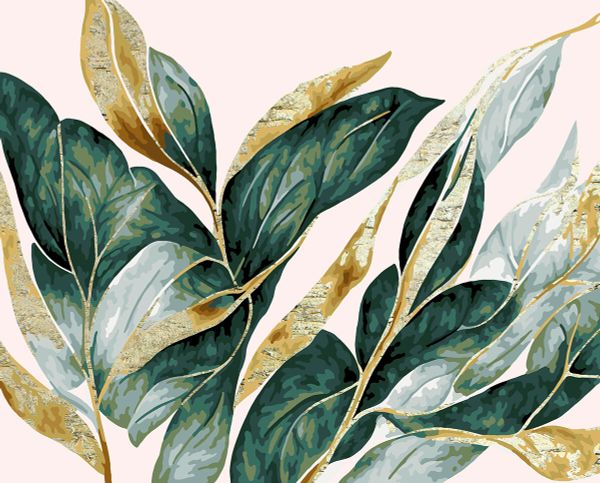 Картина по номерам Фрея PNB/PLPT-246, Листья с золотом, (с поталью) 50х40 см