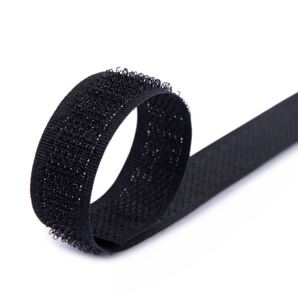 Лента контактная липучка (велкро) пришивная 16 мм / 25 метров, черный, Gamma LG-16NEK, КРЮЧОК, качество 