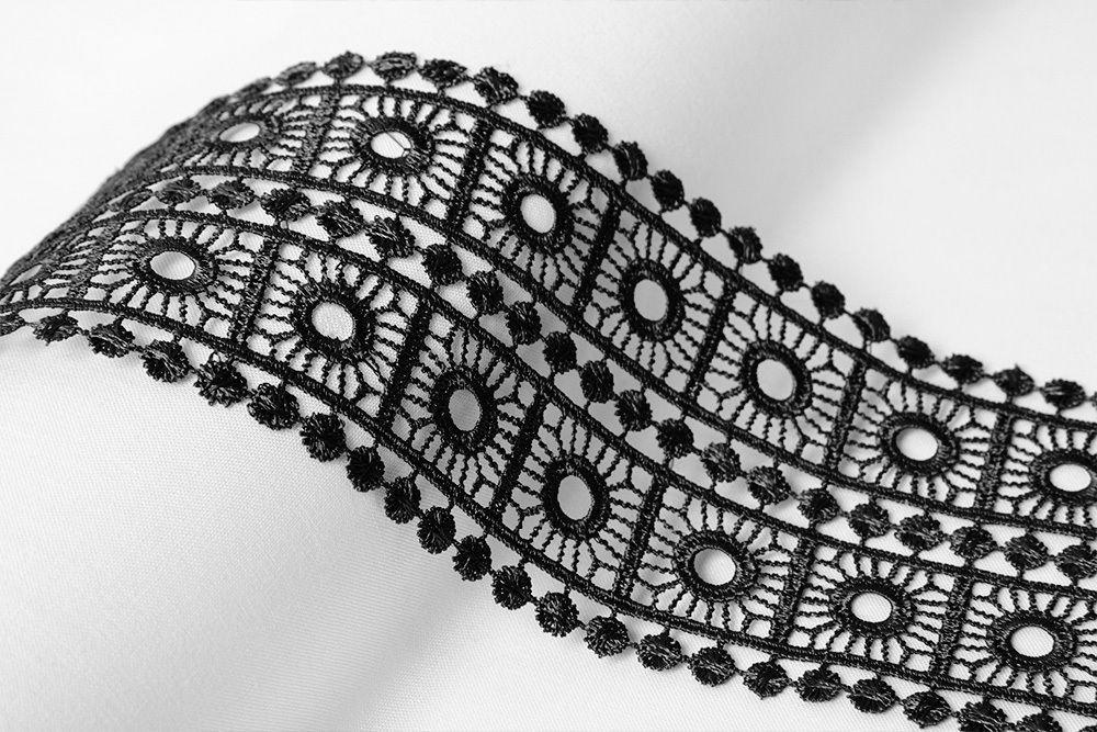 Кружево гипюр (плетёное) 78 мм / 10 м, черный, Gamma GGM-7801 Кружево гипюр (плетёное) 78 мм / 10 м, черный, Gamma GGM-7801