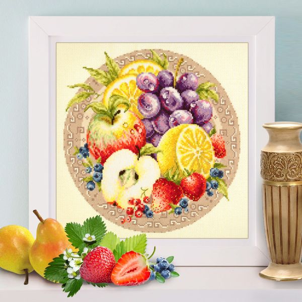 Набор для вышивания нитками Чудесная игла, Фруктовый коктейль 27х27 см