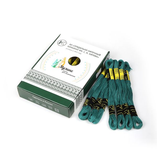 Мулине ПНК им.Кирова цв.9274 зеленый, 24 мотка по 8 метров