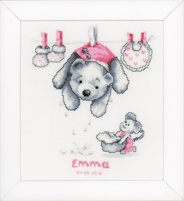 Набор для вышивания нитками Vervaco, С рождением сыночек и дочка