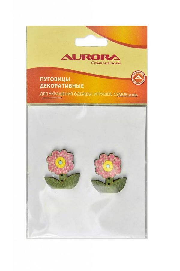 Украшения декоративные пуговицы Aurora (розовые цветы), Aurora, 1 шт, AU-B46039
