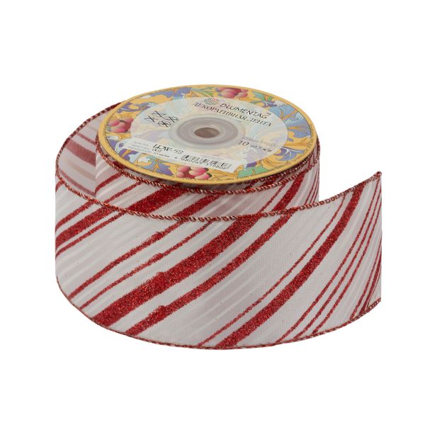 Лента декоративная 63 мм / 10±1 метров, 001 белый, Blumentag LRW-52