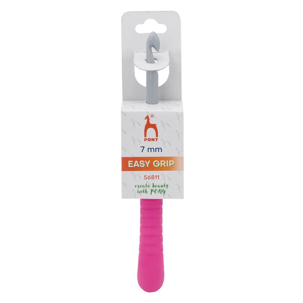Крючок для вязания Pony Easy Grip ⌀7.0 мм, 15 см с мягкой ручкой, пластик, 56811