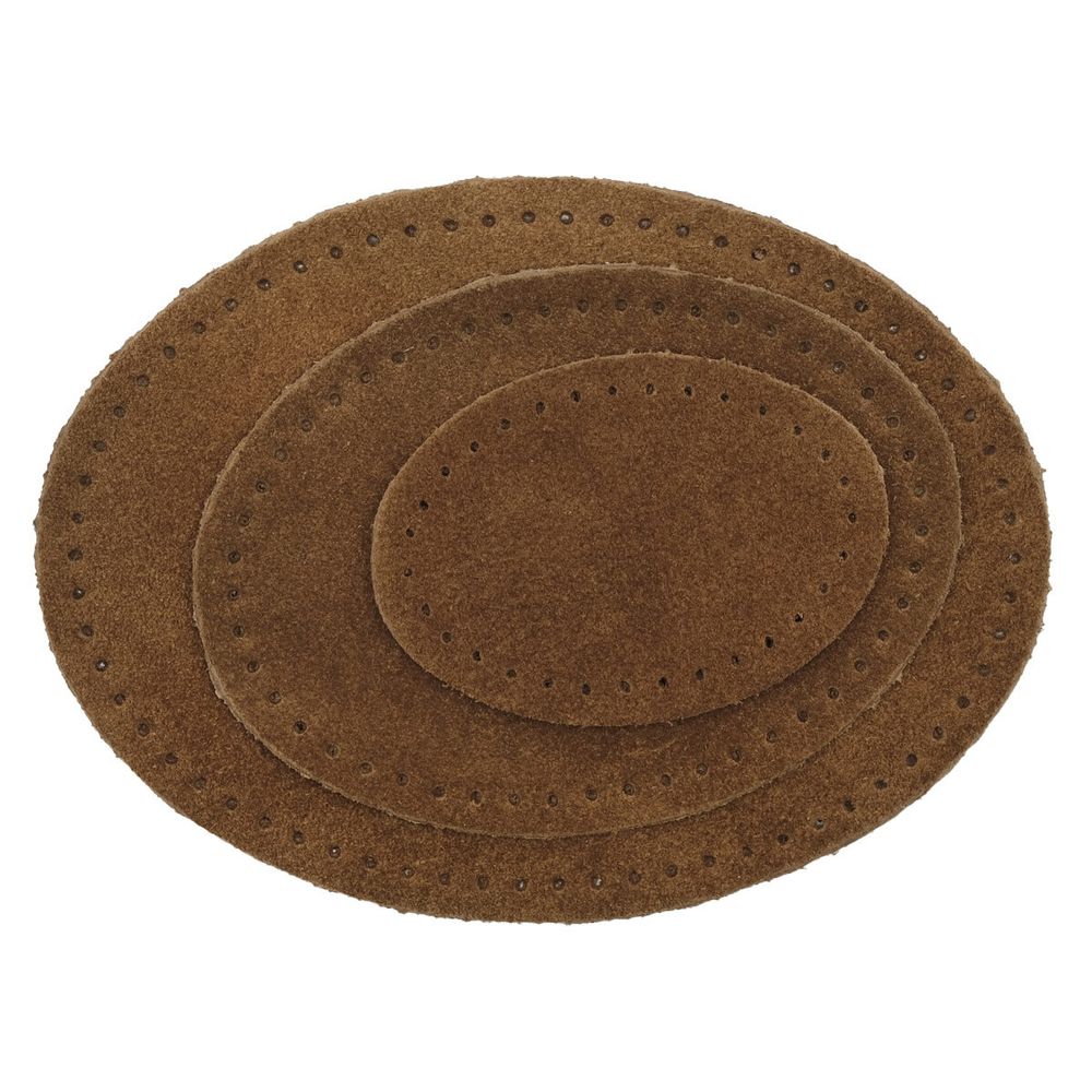 Набор заплаток пришивных из замши, овал 4х5,5см, 6х8,2см, 8х10,9см, с перфорацией, 3 шт (32 кэмел), 59404