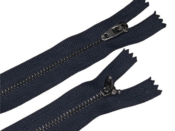 Молния металл (цв.SBS) джинсовая Т3 (3 мм) 1 зам., н/раз., 14 см, S-169 т.синий (звено: т.никель), уп.100 шт