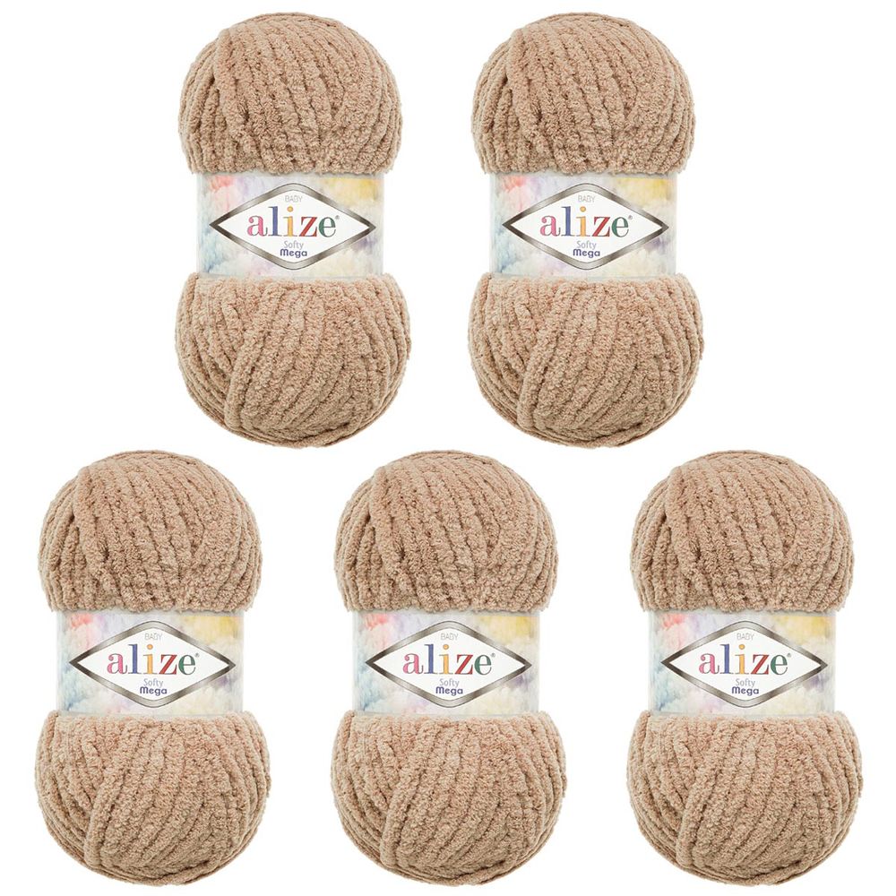 Пряжа Alize (Ализе) Softy Mega / уп.5 мот. по 100 г, 70м, 530 св.серо-коричневый