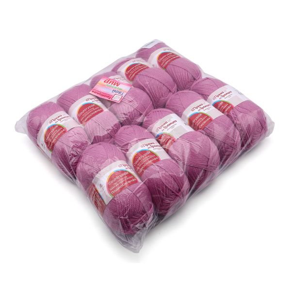 Пряжа Троицкая Подмосковная / уп.10 мот. по 100 г, 250 м, 29 розовая сирень