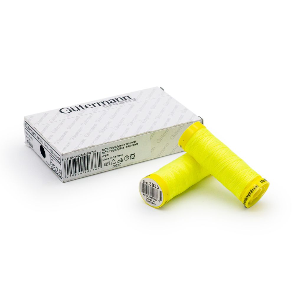 Нитки для трикотажа Gutermann Maraflex, 150м, 3835 неоновый желтый, 5 катушек