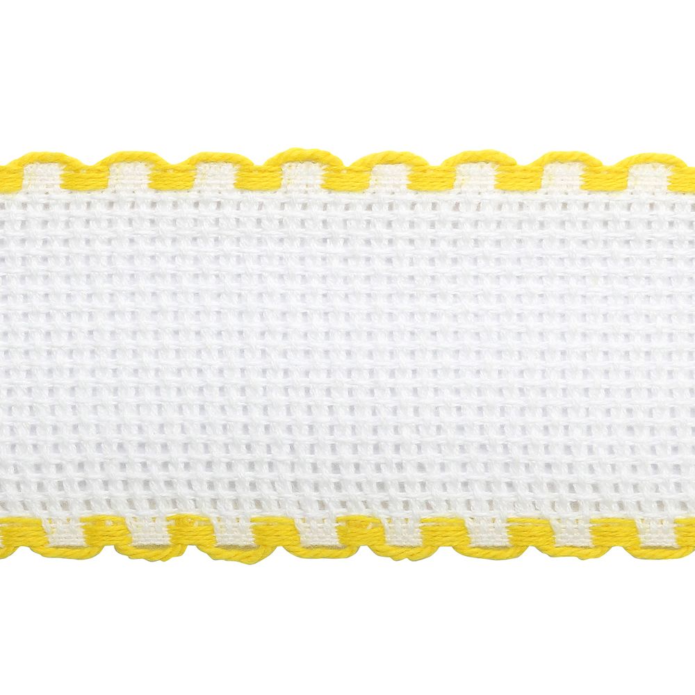 Канва лента 35 мм / 1.5 метра, 100% хлопок Bestex (белый/желтый)