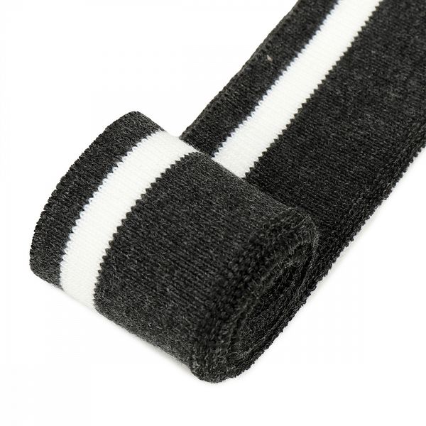 Подвяз (довяз) трикотажный 3.5х80 см, т.серый с белой полосой, 100% п/э, 2 штуки