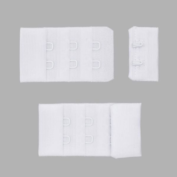 Текстильная застежка с крючками 3х2, для бюстгальтера, 30мм (белый), A0300.030, 25 шт