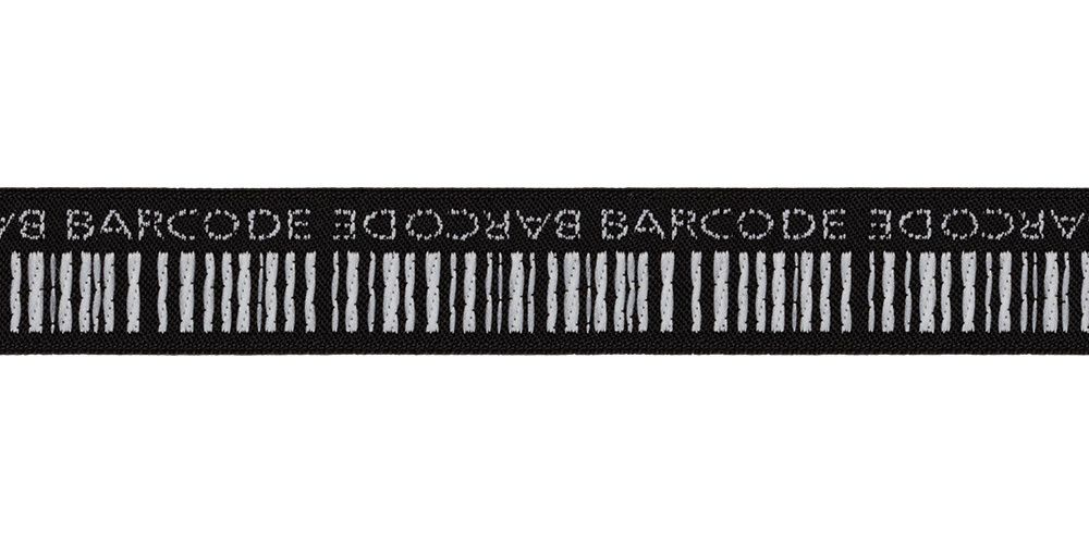 Лента (тесьма) жаккардовая 20.0 мм / 10 метров, черный/barcode, Gamma TRJ-94