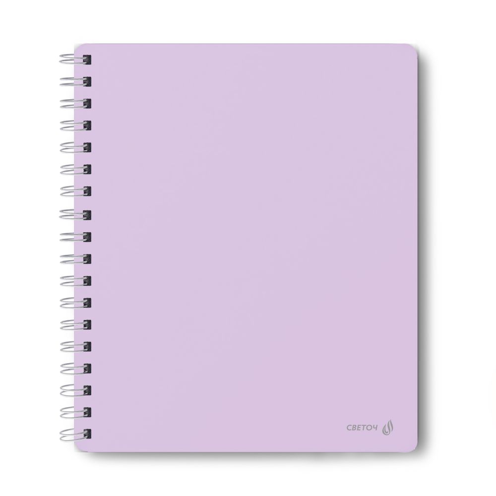 Тетрадь общая с пластиковой обложкой, 500 мкм, тиснение серебряной фольгой, A5 96 л. на гребне 65 г/м², белизна 100% 4 шт клетка, 01930 Лиловая, Светоч ТЕТ96-001