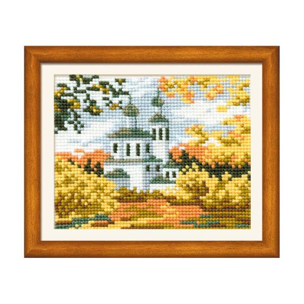 Набор для вышивания нитками Риолис, Осень в деревне, 16х13 см
