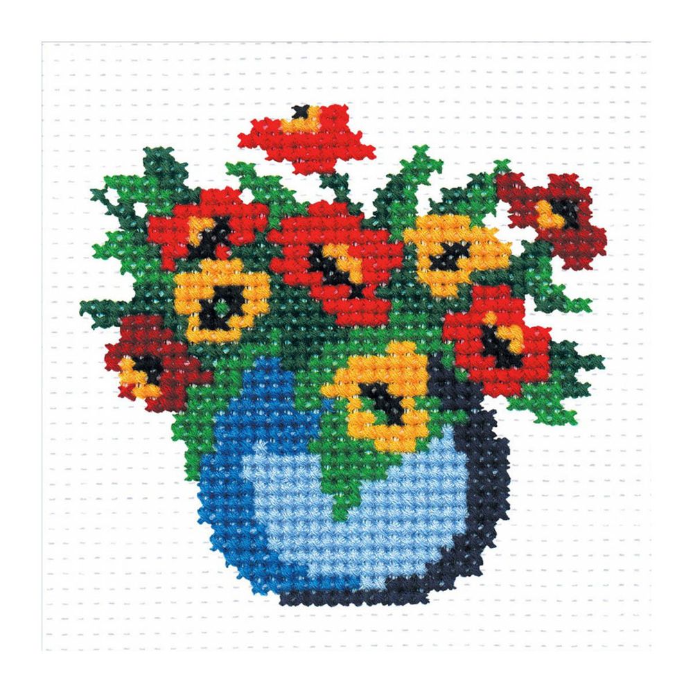 Набор для вышивания нитками РС Студия, Ваза с цветами 10х10 см