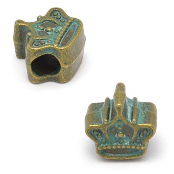 Бусины пластик 12х10 мм, in ⌀4 мм, цв. патина, 2 шт