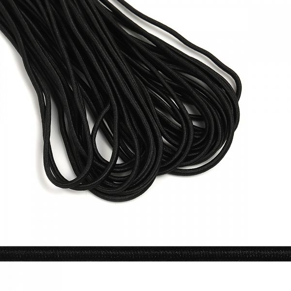 Резинка шляпная (шнур эластичный) ⌀3.0 мм / 10 метров, цв.F322 черный