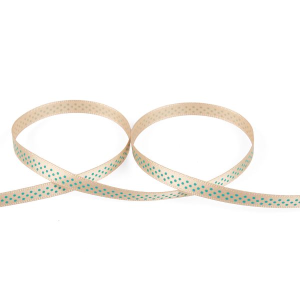 Лента атласная с рисунком _6.0 мм / 22.8 метров, D6/093 точки/бежевый, Gamma ALP-061