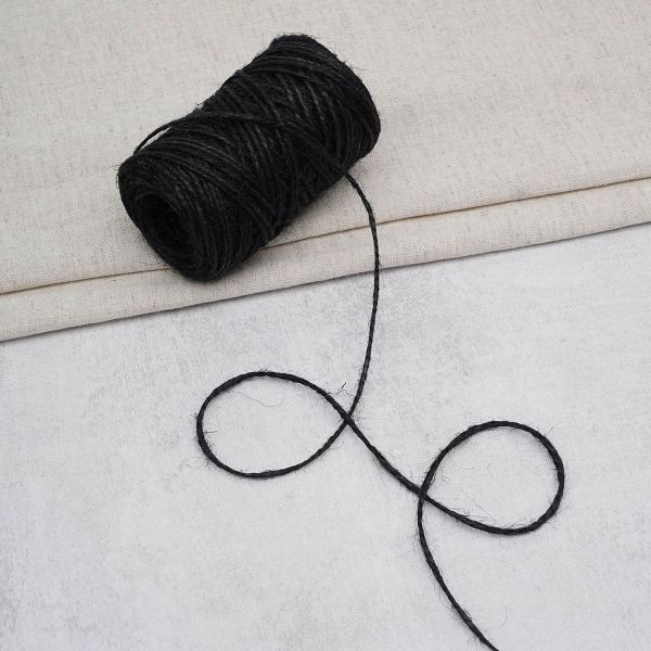 Шпагат джутовый ⌀1.4 мм / 50 метров (50 г), 2-ниточный, 1200 текс, евробобина, черный