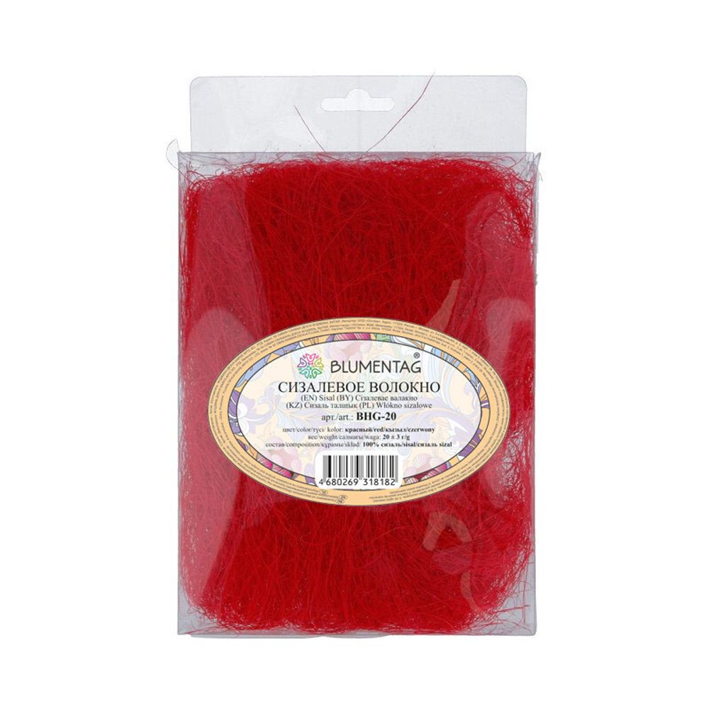Сизалевое волокно 20 г,±3 г, красный, Blumentag BHG-20