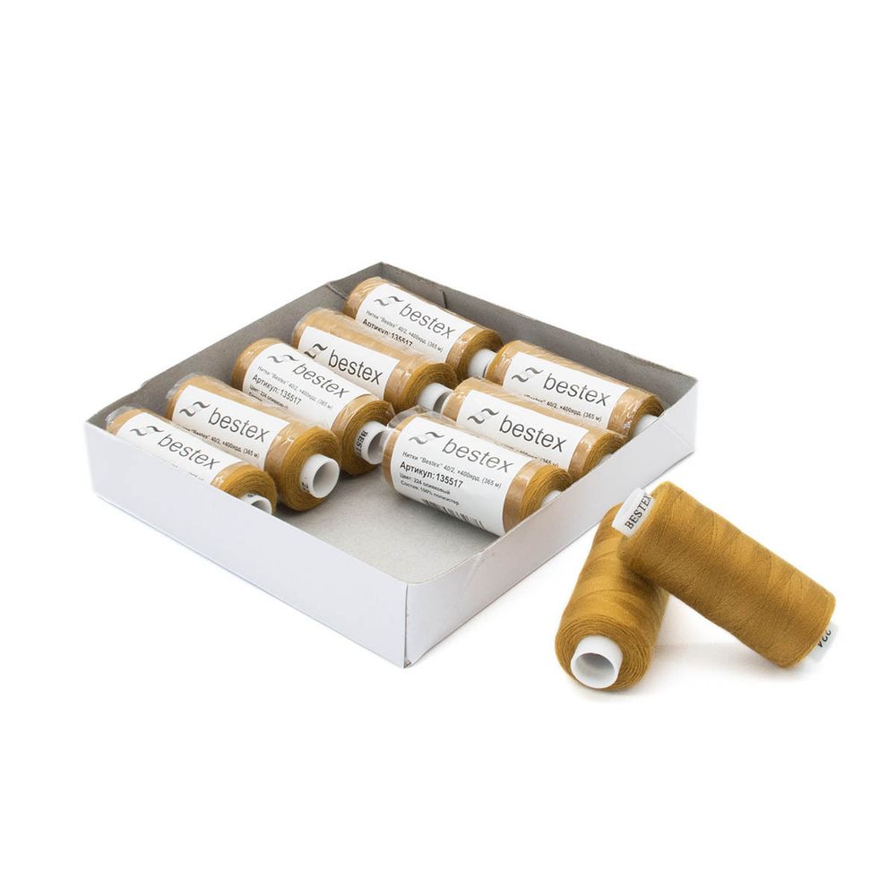 Нитки швейные бытовые Bestex 40/2, 365 м (400 ярд) / 10 кат., 224 золотисто-коричневый