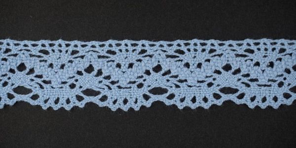 Кружево вязаное (тесьма) 25 мм, цв. св.голубой, AF-196-040, Alfa, 25 м
