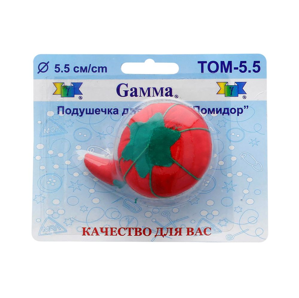 Подушечка для игл Помидор 5.5 см, красный, Gamma ТОМ-5.5