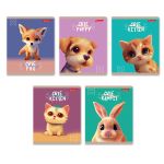 Тетрадь ученическая общая, глянцевая ламинация, A5+ 48 л. на скобе 65 г/м², белизна 100%, 10 шт, клетка в термоусадочной пленке, 000735 Мордашки, Светоч 48ТЕТк-004