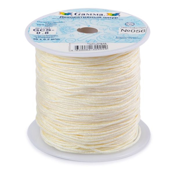 Шнур декоративный для плетения ⌀0.8 мм, 50 м, 056 молочный, Gamma GCS-0.8