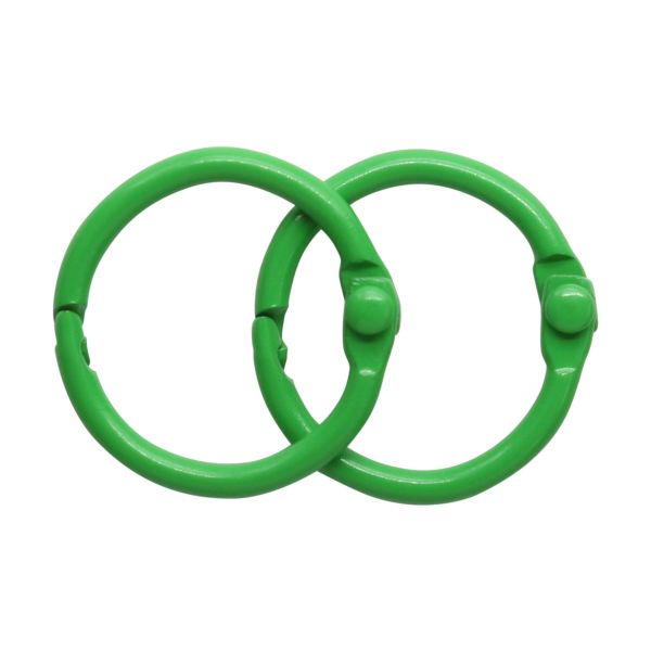 Кольца для альбомов разъемные металл 20 мм, 10 шт, зеленый, 5AS-102