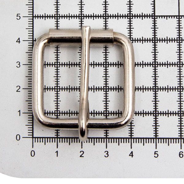 Пряжка ременная металл 31 мм (41х40 мм, d-5 мм), роликовая, никель, 6 шт