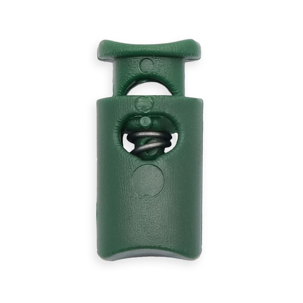 Фиксатор (зажим) для шнура пластик 1 отв., ⌀4.5 мм, 19х9 мм, цилиндр, ПП, т.зеленый, 100 шт