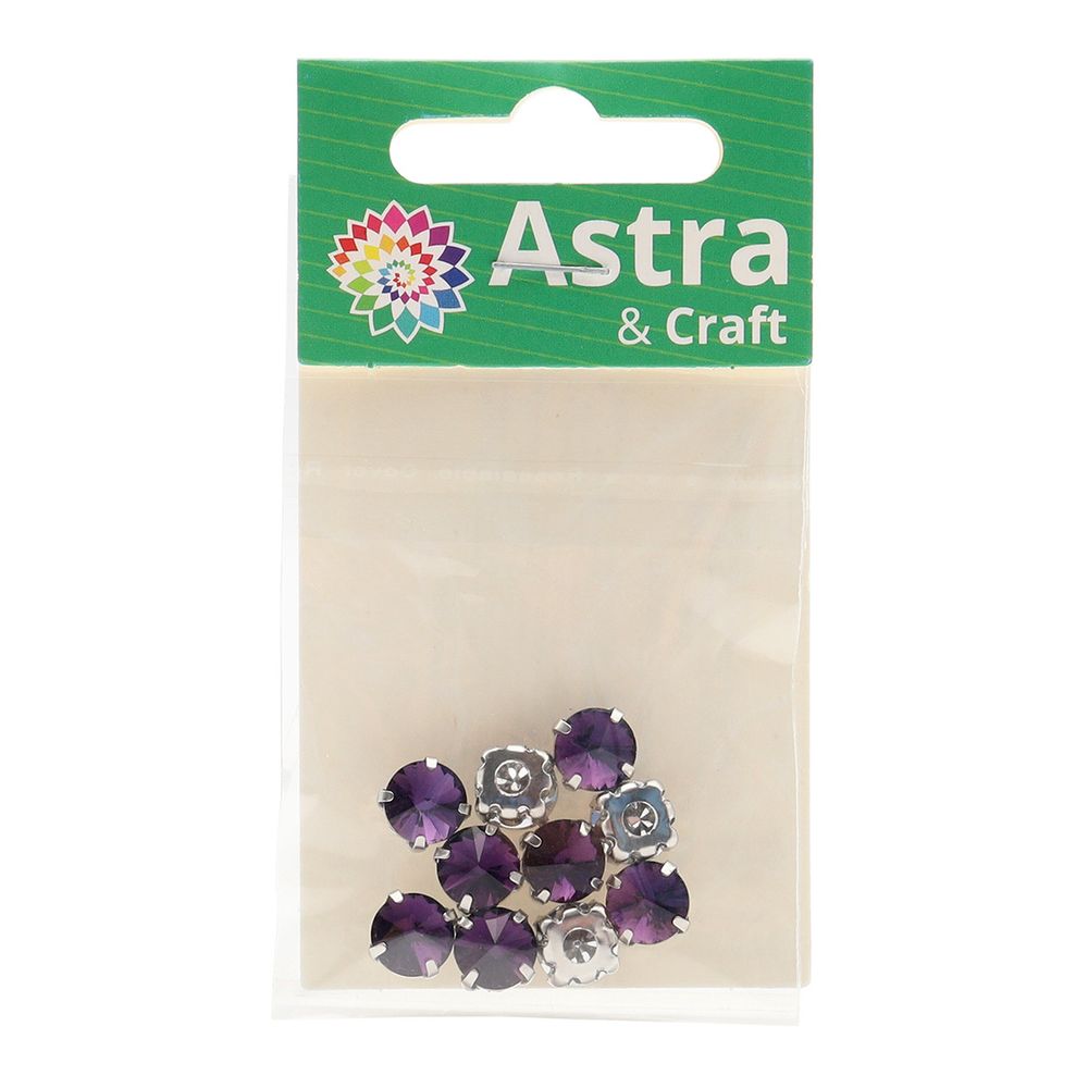 Хрустальные стразы в цапах круглой формы, фиолетовый 8 мм, 10 шт. Astra&Craft, РЦ012НН8