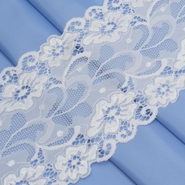 Кружево бельевое эластичное 150 мм / 3.4 метра, цвет белый