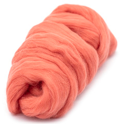 Шерсть для валяния Камтекс Лента для валяния п/тонкая 1х50 г, (25-28 мкр), 2.1 м, 126 яркий коралл