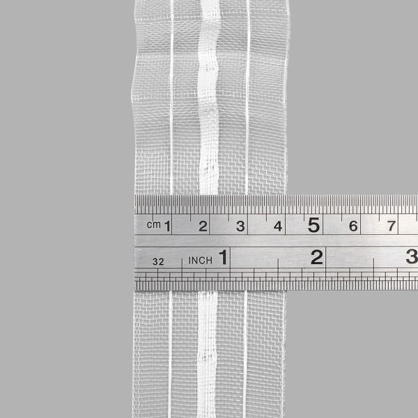 Лента (тесьма) шторная: сборка параллельная нефикс. 40 мм / 50 метров, (1 ряд петель, 2 шнура), прозрачный, 401-О