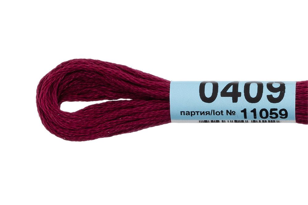 Мулине Gamma 100% хлопок, цв.0409 бордовый, 24 мотка по 8 метров