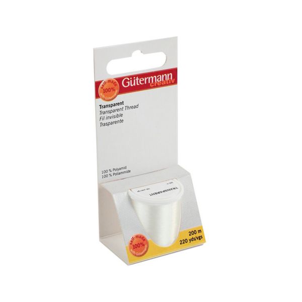 Прозрачная мононить Gutermann Transparent, 200м, белый, 5 кат