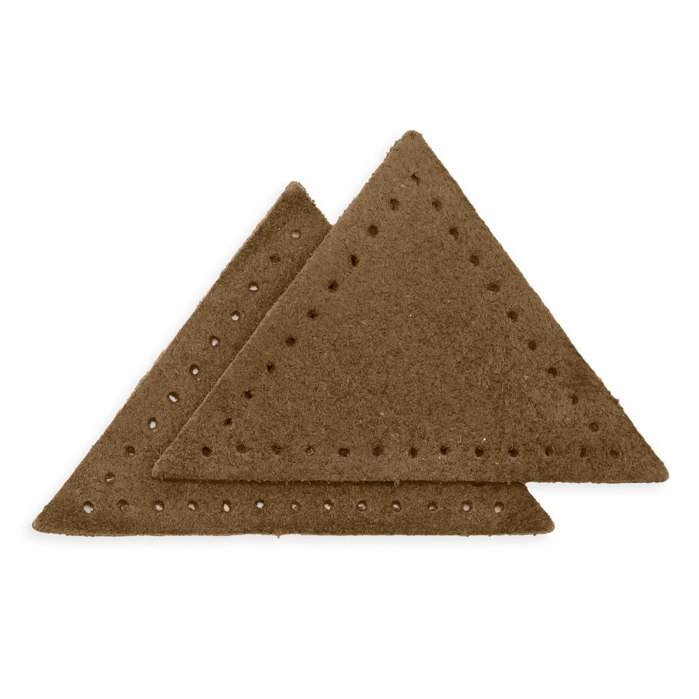 Заплатки пришивные из замши треугольник 5х5х5 см, с перфорацией, 2шт/уп, 32 кэмел, 59901