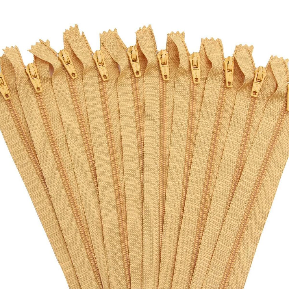 Молния спираль (витая) брючная Т3 (3 мм) 1 зам., н/раз., 20 см, автомат, желт, 30121, 10 шт