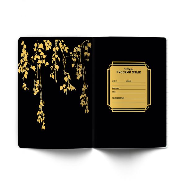 Тетрадь со справочным материалом Золотая коллекция, тиснение золотой фольгой, A5+ 48 л. на скобе 65 г/м², белизна 100 %, 10 шт, линия, 01329 Золотая коллекция Русский язык, Светоч Т146