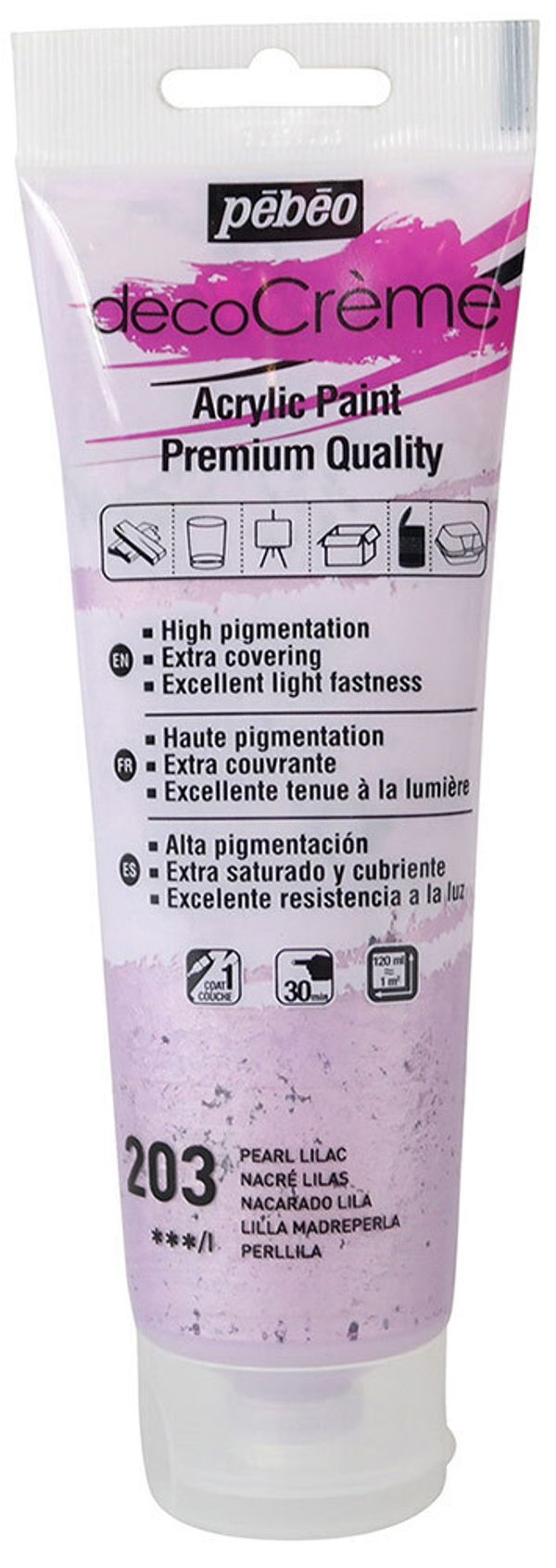 Краска акриловая кремовая перламутровая decoCreme 120 мл, 089203 лиловый, Pebeo