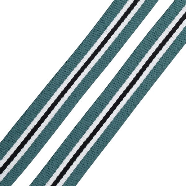 Стропа (ременная лента) 30 мм / 50 метров, с принтом 2-сторонняя, 1254 джинсовый/белый/черный, 3Al361