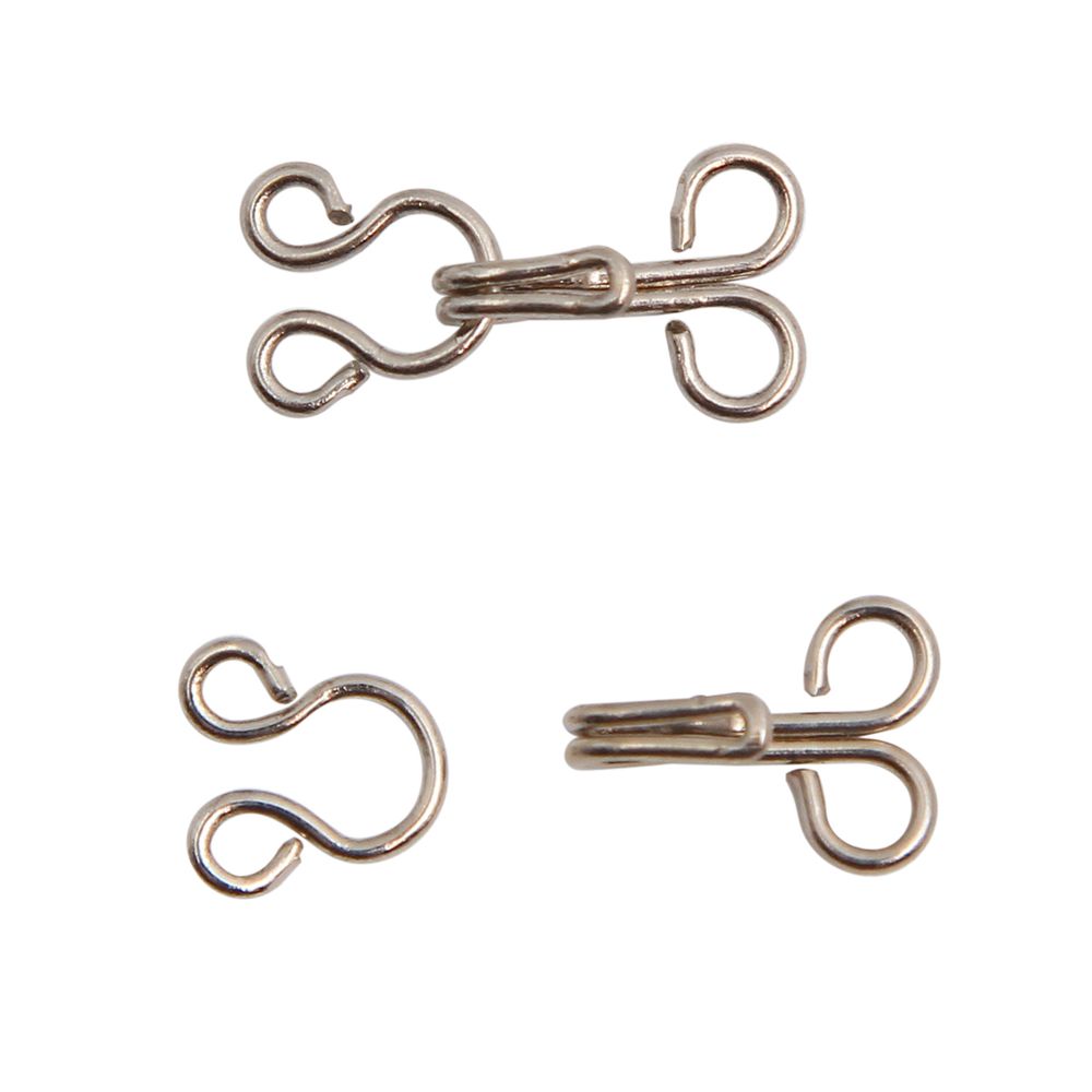 Крючки пришивные 11 мм, никель, серебристые, 14 шт, Pony